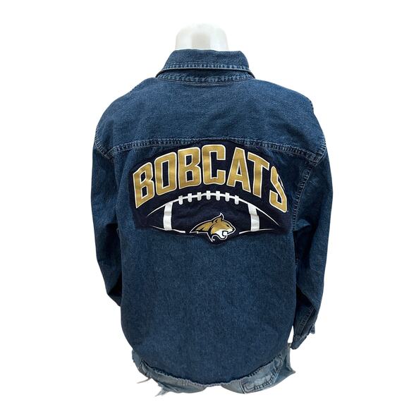 Montana State Bobcat Plaid Chambray Shirt SMALL University Unique Football Denim - Picture 1 of 6